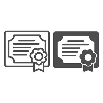 Certificate, school diploma, document line and solid icon, education concept 스톡 일러스트