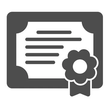 Certificate, school diploma, document solid icon, education concept, attestation Stock Illustration