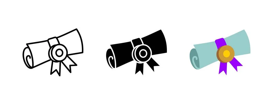 Certificate scroll icon. Diploma vector illustration. Education graduation .. Illustrazione stock