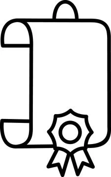 Certificate scroll with seal outline icon Stock Illustration