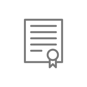 Certificate, signed document line icon. Isolated on white background Stock Illustration
