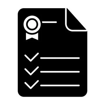 Certificate solid icon. Diploma document vector illustration isolated on white Illustrazione stock