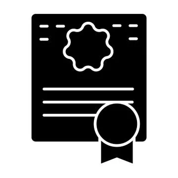 Certificate solid icon. Diploma vector illustration isolated on white. Award Illustrazione stock