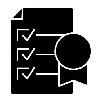 Certificate solid icon. Document vector illustration isolated on white. Diploma Illustrazione stock