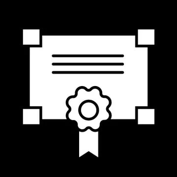 Certificate solid icon. vector illustration isolated on black. glyph style Illustrazione stock