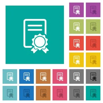 Certificate square flat multi colored icons Stock Illustration