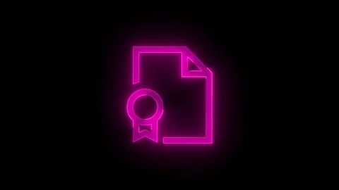 Certificate symbol stroke icon glowing neon pink color animation Stock Footage 289398908