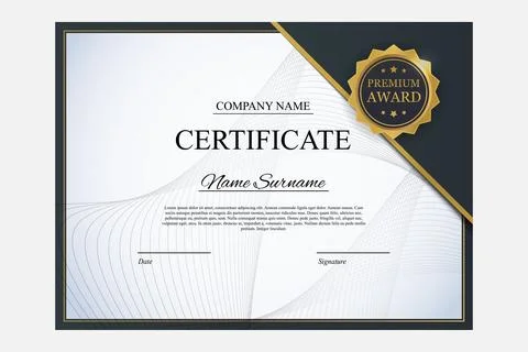 Certificate Template Award Design	 Stock Illustration