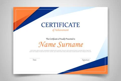 Certificate template banner with polygonal geometric shape for print template Stock Illustration