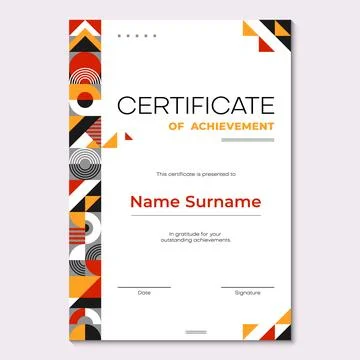 Certificate template with color geometric pattern Stock Illustration