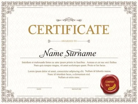 Certificate template design Stock Illustration