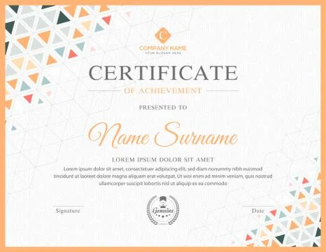 Certificate template design for Multipurpose company Stock Illustration