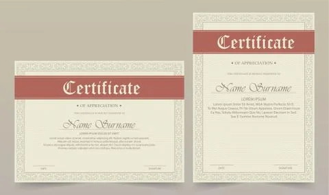 Certificate. Template diploma currency border. Award background Gift voucher. Stock Illustration