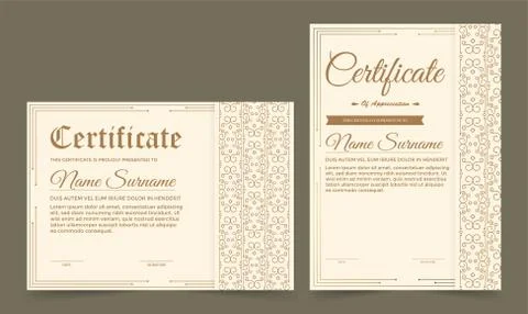 Certificate. Template diploma currency border. Award background Gift voucher. Illustrazione stock