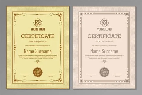 Certificate. Template diploma currency border. Stock Illustration