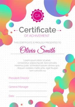 Certificate template. Diploma design with fluid color. Stock Illustration