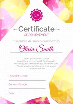 Certificate template. Diploma design with fluid color. Stock Illustration