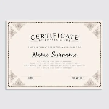 Certificate template with elegant corner frame and Luxury realistic texture patt Stock Illustration