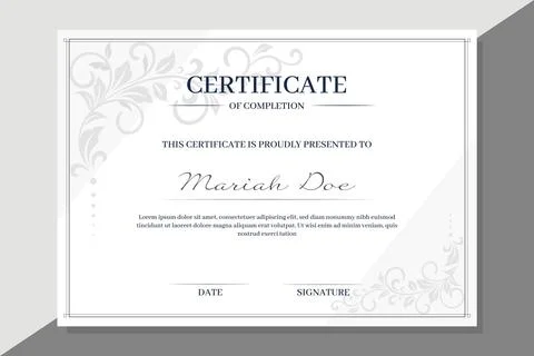 Certificate template with floral elements Illustrazione stock