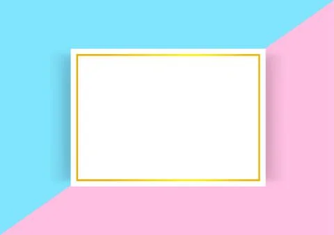 Certificate template with golden frame on blue pink pastel colors, empty cert Stock Illustration