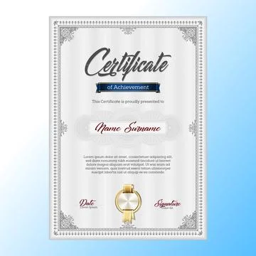 Certificate template gray vector Stock Illustration