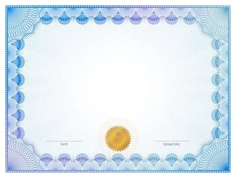 Certificate template with guilloche elements Stock Illustration