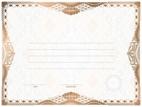 Certificate template with guilloche elements Stock Illustration