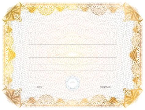 Certificate template with guilloche elements Stock Illustration