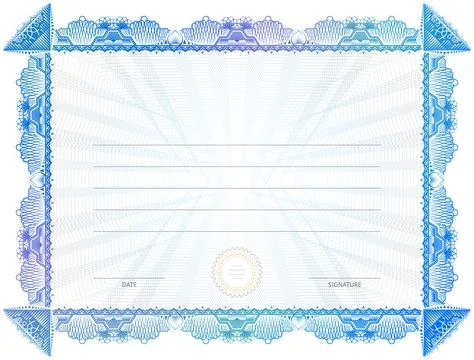 Certificate template with guilloche elements Stock Illustration