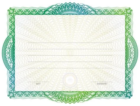 Certificate template with guilloche elements Stock Illustration