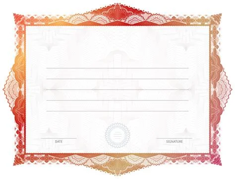 Certificate template with guilloche elements Stock Illustration