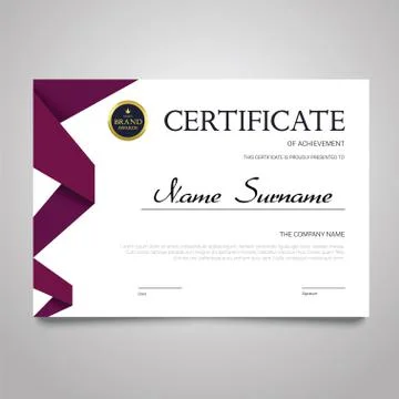 Certificate Template - horizontal elegant vector document Illustrazione stock