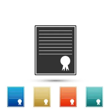 Certificate template icon isolated on white background. Set elements in colored Illustrazione stock