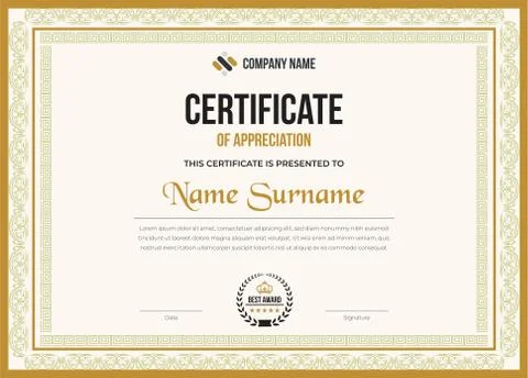 Certificate template luxury modern pattern diploma vector Illustrazione stock
