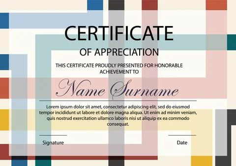 Certificate template. Modern certificate with abstract geometric elements. Co Stock Illustration