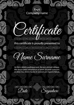 Certificate template. Ornamental pattern Stock Illustration