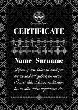 Certificate template with ornamental pattern Stock Illustration