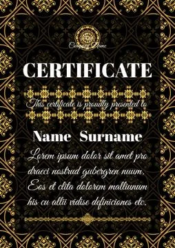 Certificate template with ornamental pattern Stock Illustration