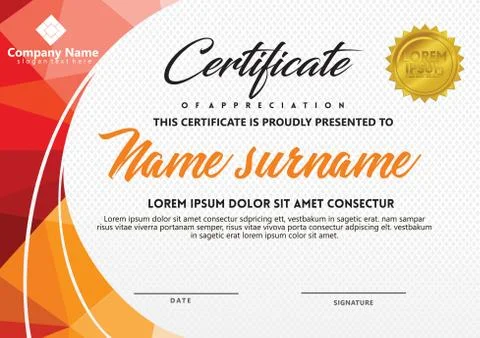 Certificate template with polygonal style and modern pattern vector illustrat Stock Illustration