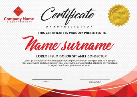 Certificate template with polygonal style and modern pattern vector illustrat Stock Illustration