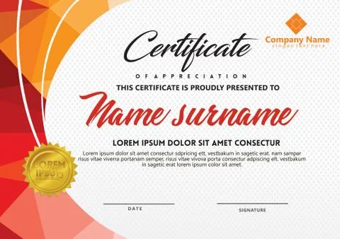 Certificate template with polygonal style and modern pattern vector illustrat Stock Illustration