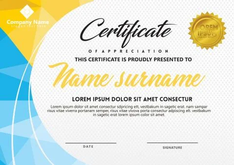 Certificate template with polygonal style and modern pattern vector illustrat Stock Illustration