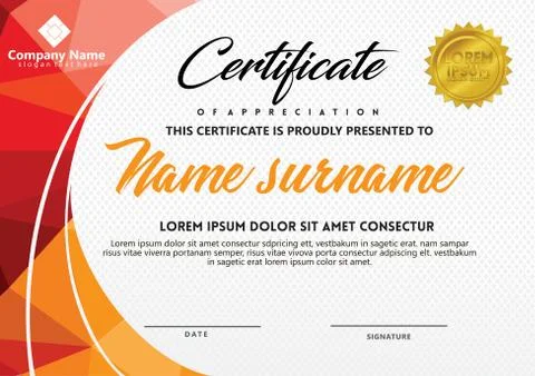 Certificate template with polygonal style and modern pattern vector illustrat 库存插图