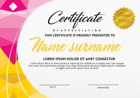 Certificate template with polygonal style and modern pattern vector illustrat Stock Illustration