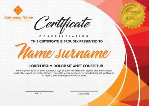 Certificate template with polygonal style and modern pattern vector illustrat Stock Illustration