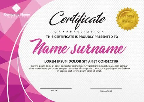 Certificate template with polygonal style and modern pattern vector illustrat Stock Illustration
