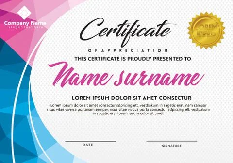 Certificate template with polygonal style and modern pattern vector illustrat Stock Illustration
