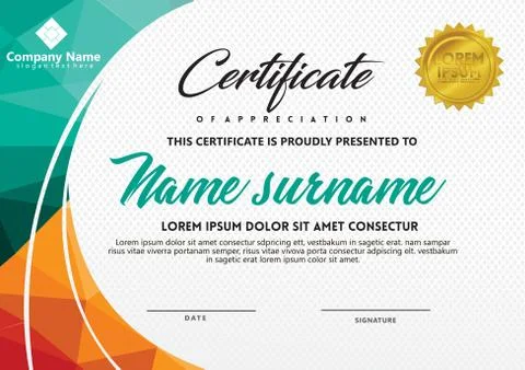 Certificate template with polygonal style and modern pattern vector illustrat Stock Illustration