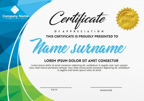 Certificate template with polygonal style and modern pattern vector illustrat Stock Illustration