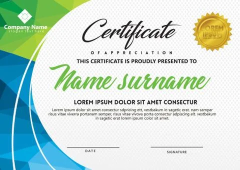 Certificate template with polygonal style and modern pattern vector illustrat Stock Illustration